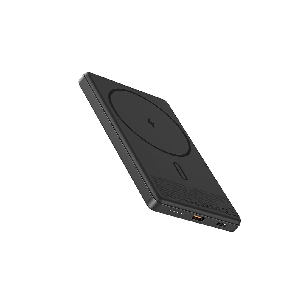 Wiwu Wi-P072 PD 20W M-safe Şarj Özellikli Ultra İnce Aramid Fiber Powerbank 15W 5000mAh Siyah