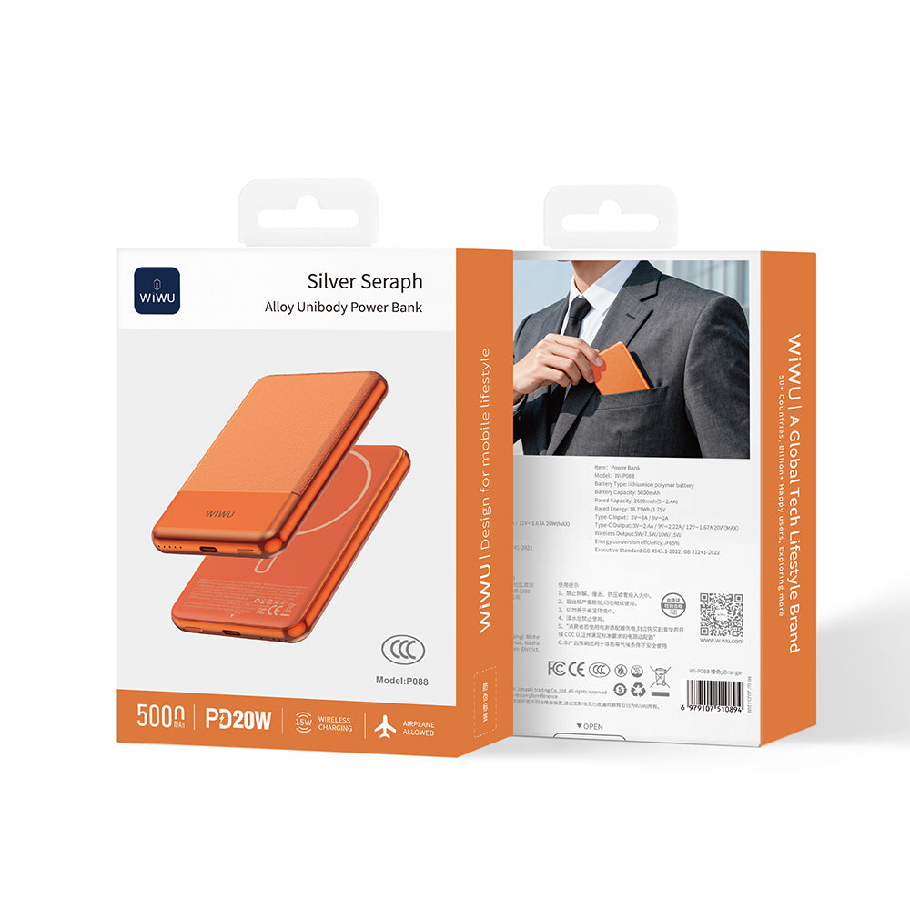 Wiwu Wi-P088 LED Işık Göstergeli PD 20W Kablosuz Powerbank 5000mAh 15W