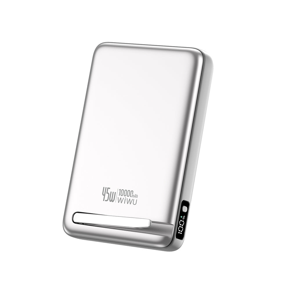 Wiwu Wi-P090 Mag Pro Serisi Qi2 Şarj Teknolojili Standlı 45W Taşınabilir M-safe Wireless Powerbank 10.000mAh