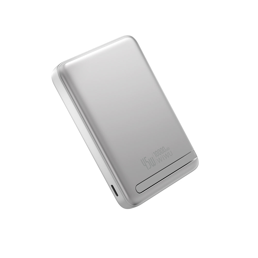 Wiwu Wi-P090 Mag Pro Serisi Qi2 Şarj Teknolojili Standlı 45W Taşınabilir M-safe Wireless Powerbank 10.000mAh