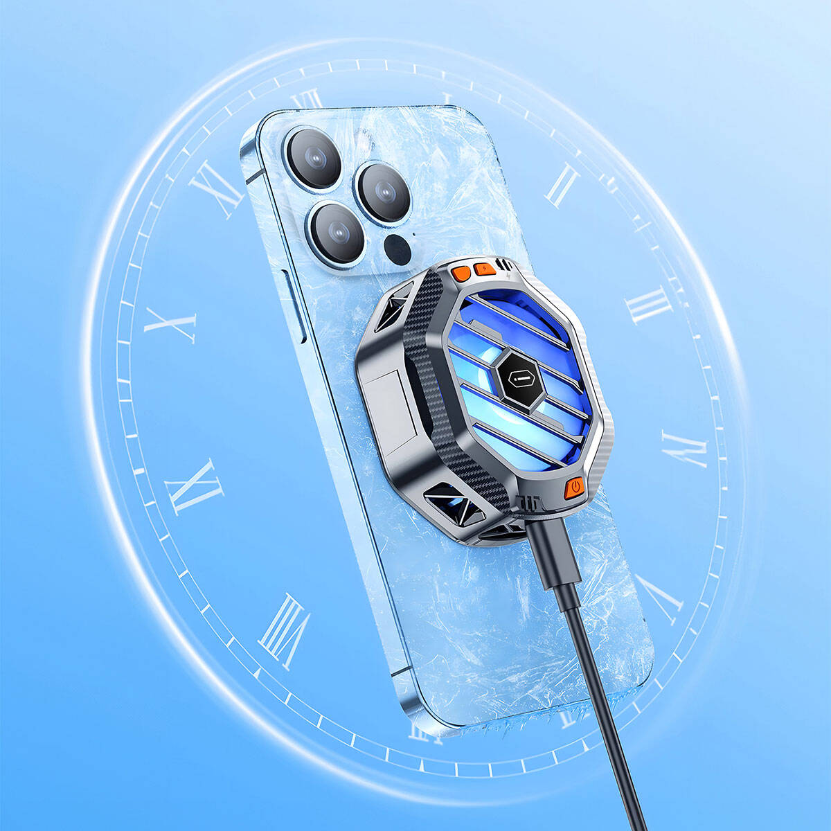 Wiwu Wi-R001 15W Magsafe Şarj Özellikli RGB Işıklı Telefon Soğutucu Fan Siyah