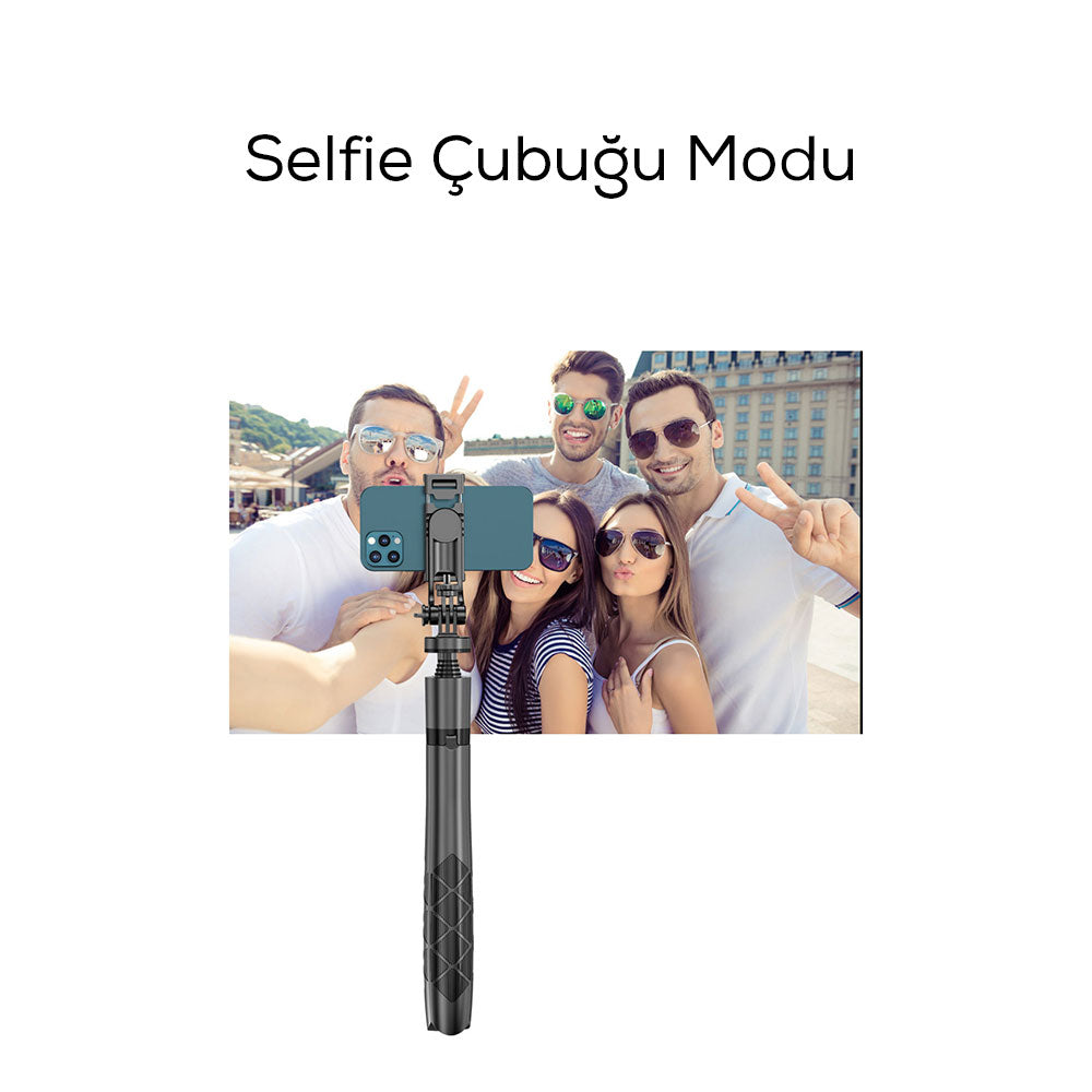 Wiwu Wi-SE005 Çok Fonksiyonlu Sabitleyici Ayrılabilir Canlı Yayın Tripod Selfie Çubuğu Siyah
