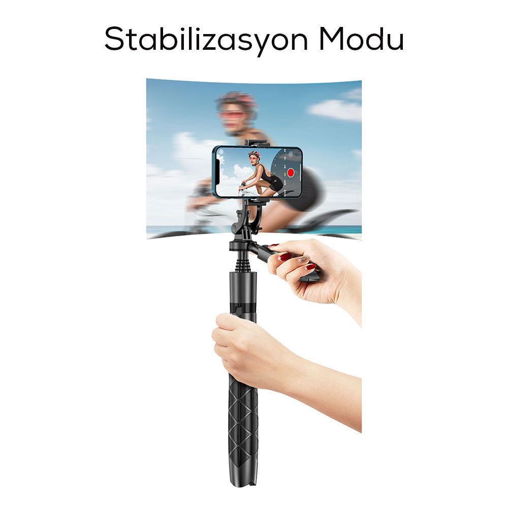 Wiwu Wi-SE005 Çok Fonksiyonlu Sabitleyici Ayrılabilir Canlı Yayın Tripod Selfie Çubuğu Siyah