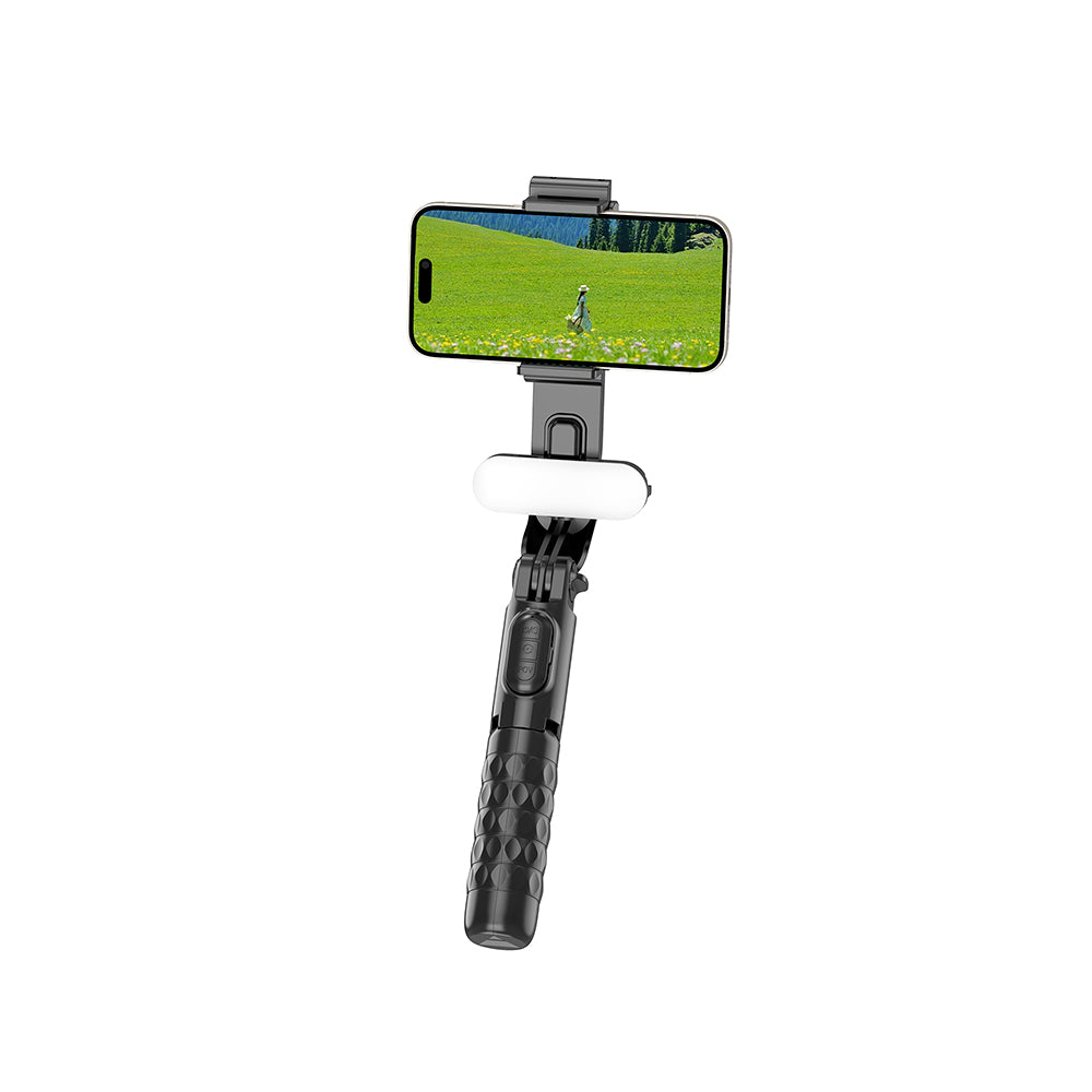 Wiwu Wi-SE013 Dolgu Işıklı Teleskopik Tripod ve Mini Selfie Çubuğu Siyah