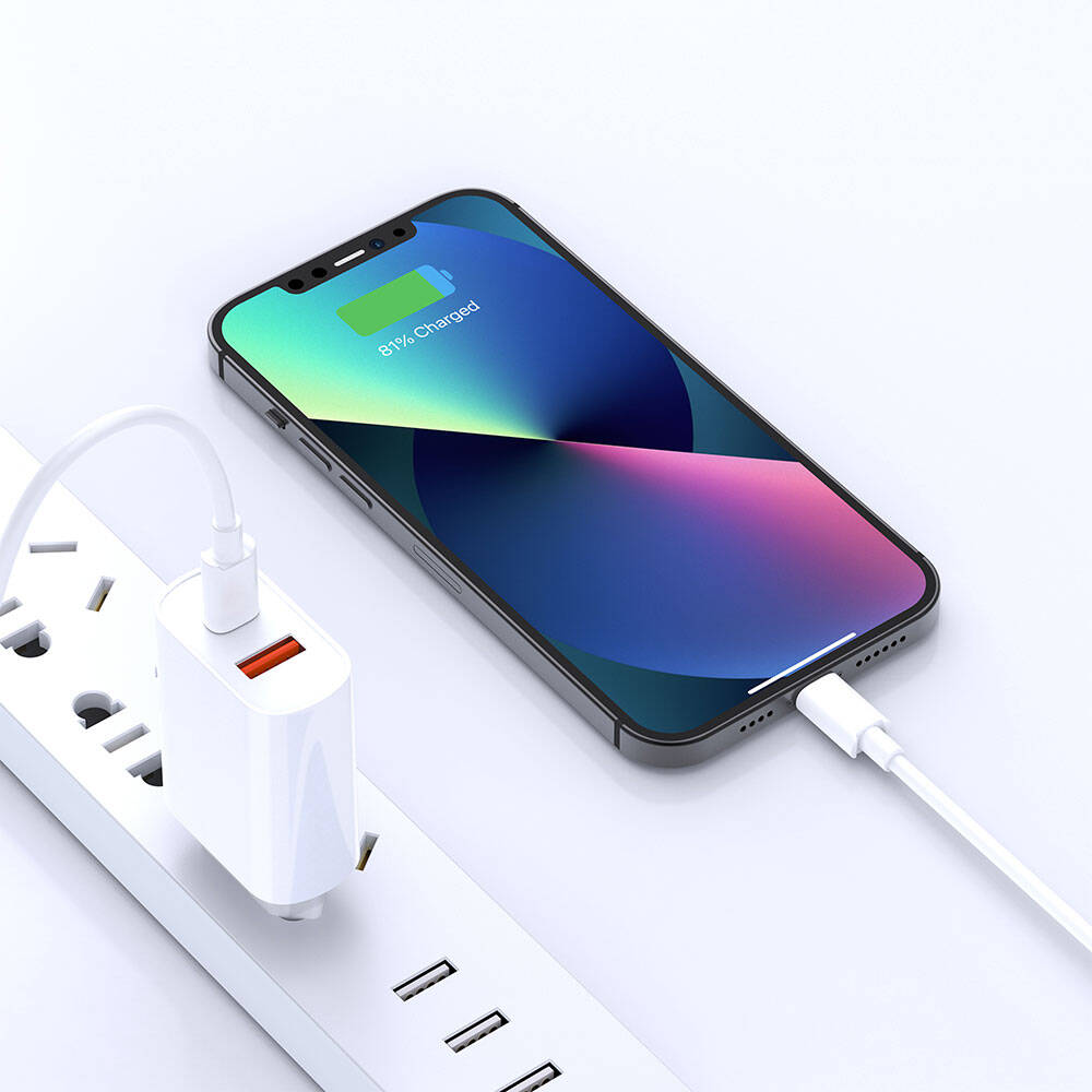 Wiwu Wi-U002 Quick Hızlı Şarj Başlığı Type-C to Type-C PD 20W Kablolu Şarj Seti Beyaz