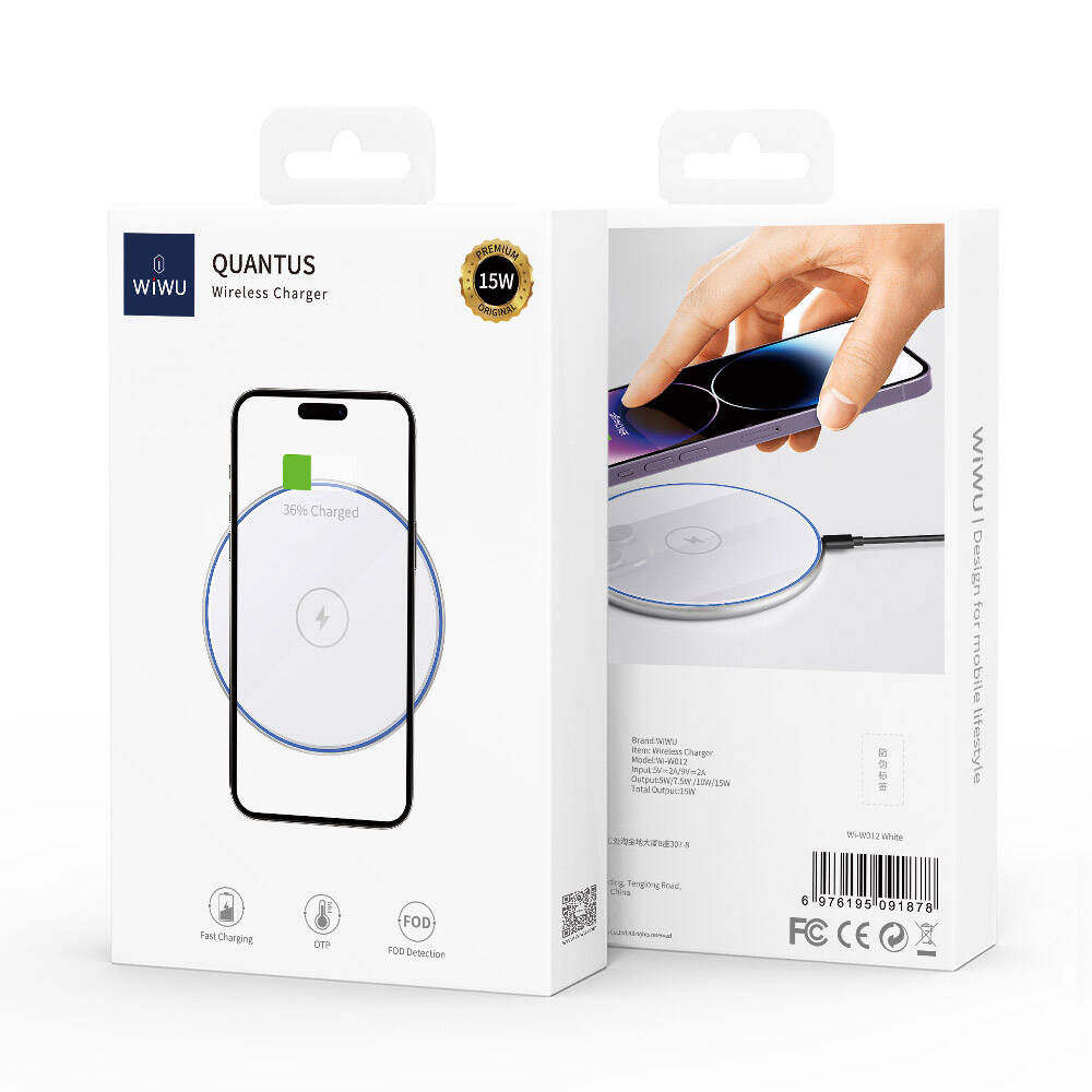 Wiwu Wi-W012 Quantus 15W Hızlı Şarj Özellikli Masaüstü Wireless Şarj Aleti Siyah