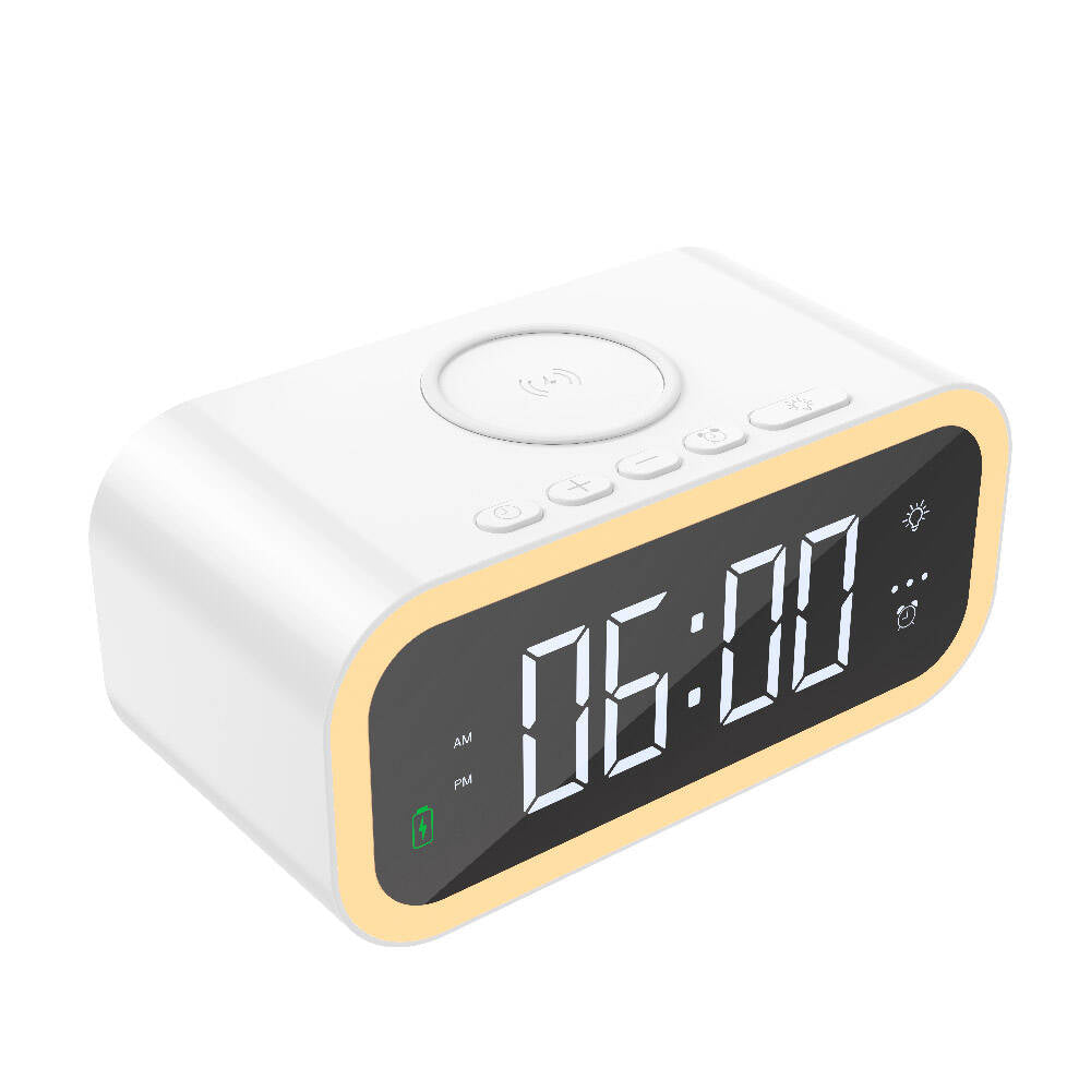 Wiwu Wi-W015 Time 4in1 Dijital Saat Alarm ve LED Işık Özellikli Wireless Şarj Aleti Beyaz