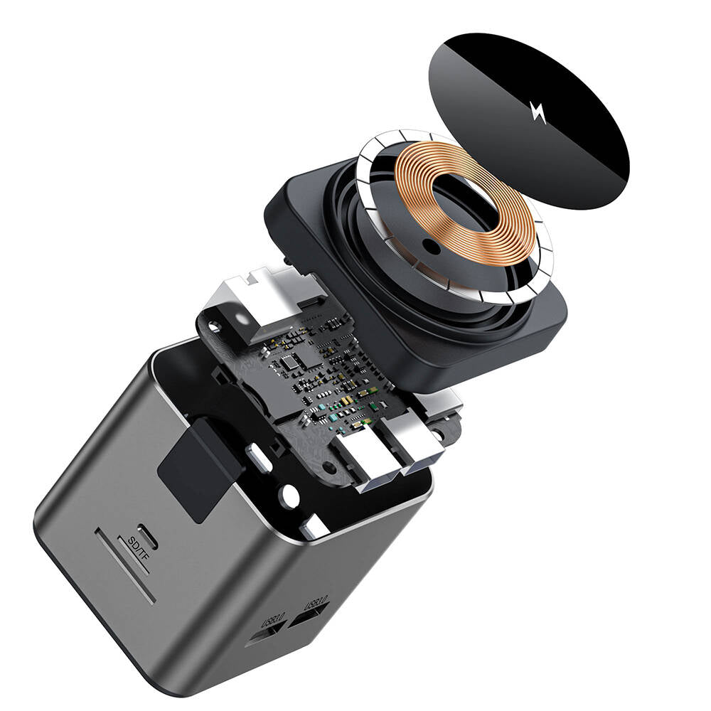 Wiwu Wi-W025 9in1 Magsafe Şarj Özellikli Type-C Hub PD 100W USB 3.0 SD/TF HDMI RJ45 Gri