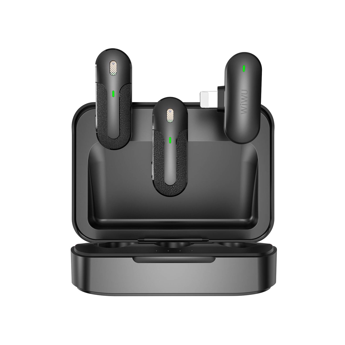 Wiwu Wi-WM002 Lightning Şarj Portlu Kablosuz Yaka Mikrofonu Siyah