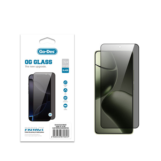 Xiaomi 14T Pro Go Des OG Glass Privacy Antistatik Temperli Cam Ekran Koruyucu Siyah