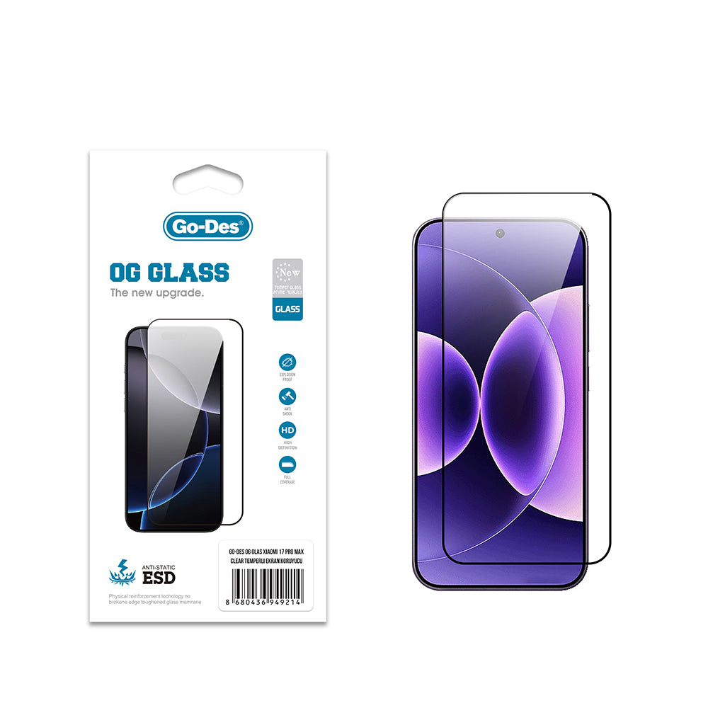 Xiaomi 17 Pro Max Go Des OG Glass Antistatik Temperli Cam Ekran Koruyucu