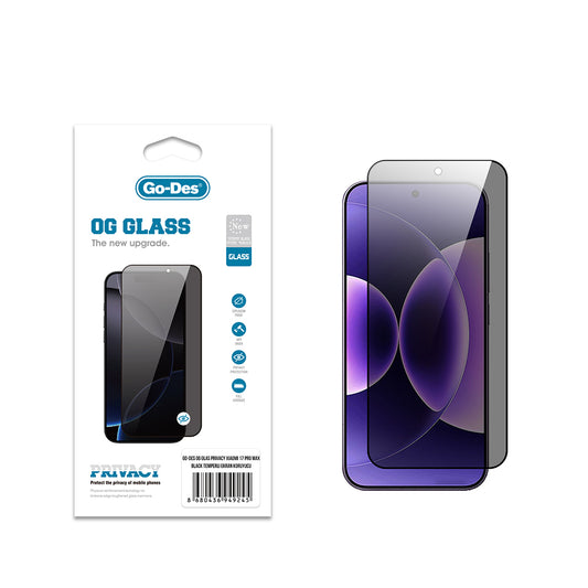 Xiaomi 17 Pro Max Go Des OG Glass Privacy Antistatik Temperli Cam Ekran Koruyucu