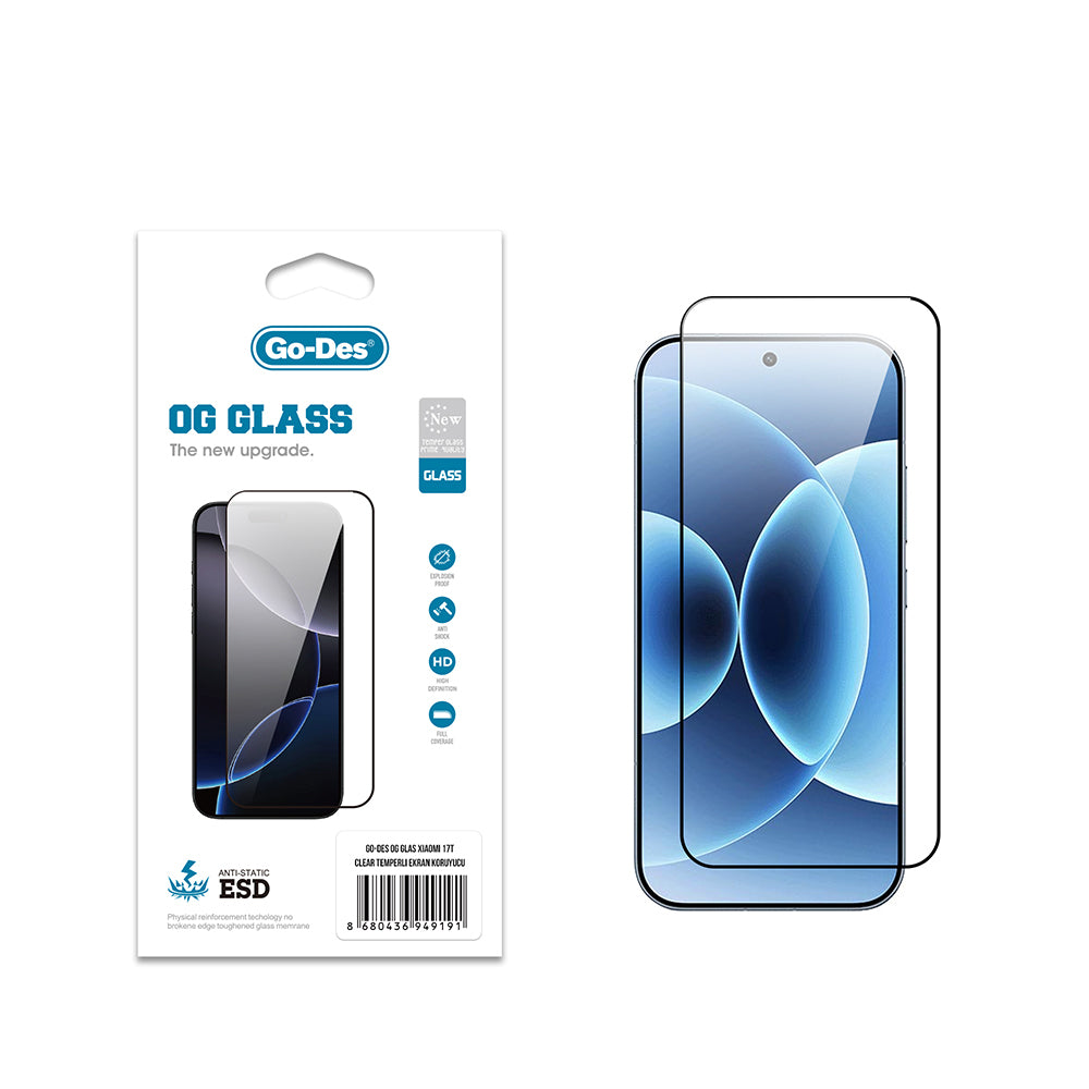 Xiaomi 17T Go Des OG Glass Antistatik Temperli Cam Ekran Koruyucu