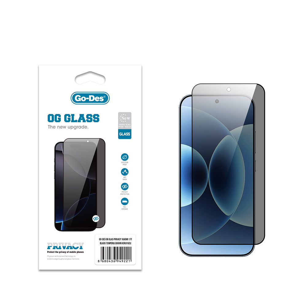 Xiaomi 17T Go Des OG Glass Privacy Antistatik Temperli Cam Ekran Koruyucu