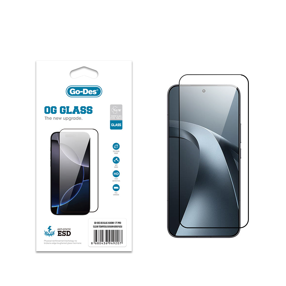 Xiaomi 17T Pro Go Des OG Glass Antistatik Temperli Cam Ekran Koruyucu