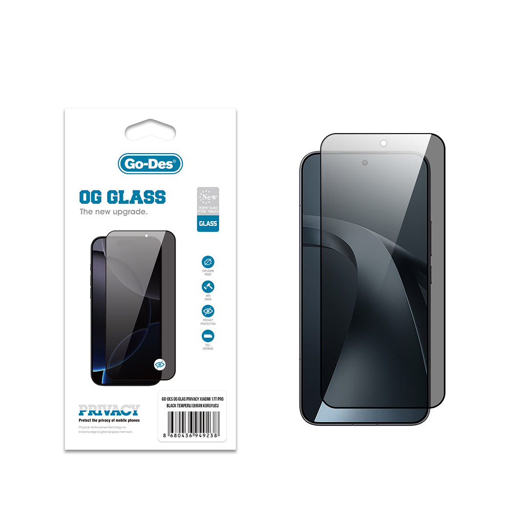 Xiaomi 17T Pro Go Des OG Glass Privacy Antistatik Temperli Cam Ekran Koruyucu