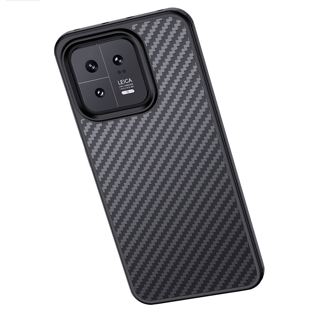 Xiaomi Mi 13 Pro Kılıf Aramid Karbon Fiber Magsafe Özellikli Wlons Radison Kılıf Siyah