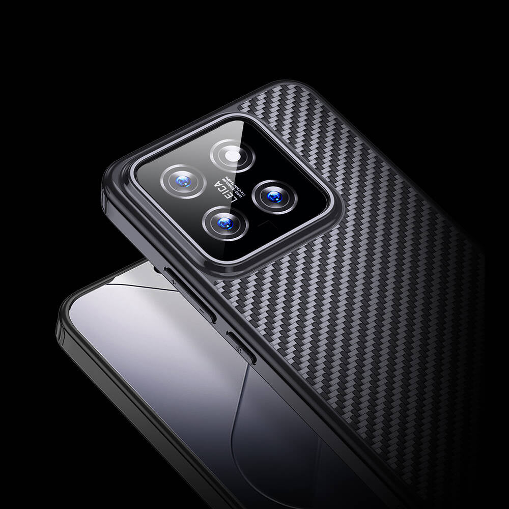 Xiaomi Mi 14 Kılıf Aramid Karbon Fiber Magsafe Özellikli Wlons Radison Kılıf Siyah