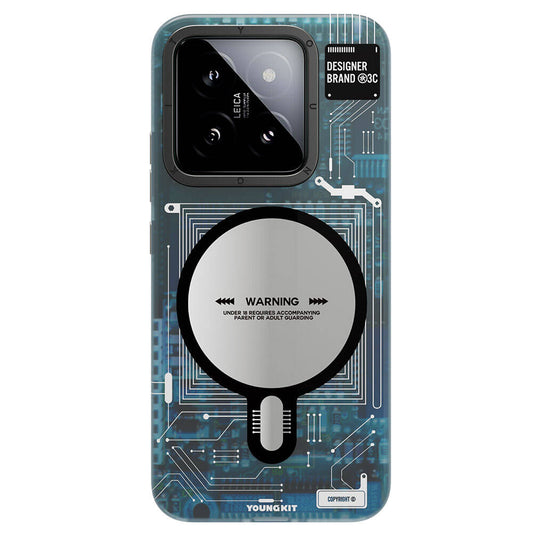 Xiaomi Mi 14 Kılıf Magsafe Şarj Özellikli YoungKit Technology Serisi Kılıf Mavi