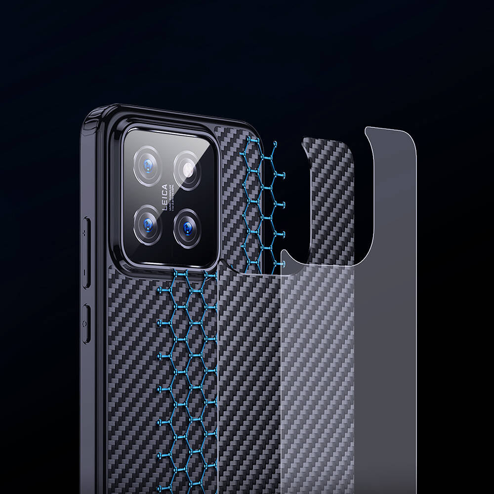 Xiaomi Mi 14 Pro Kılıf Aramid Karbon Fiber Magsafe Özellikli Wlons Radison Kılıf Siyah