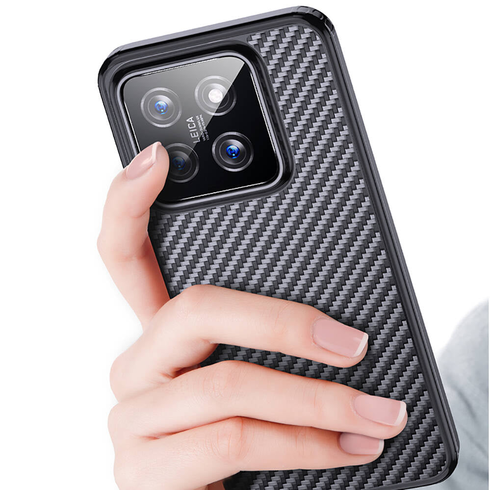 Xiaomi Mi 14 Pro Kılıf Aramid Karbon Fiber Magsafe Özellikli Wlons Radison Kılıf Siyah