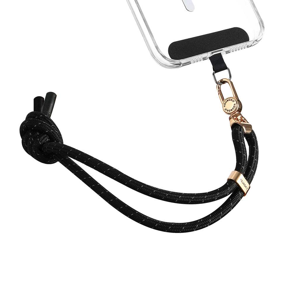 Youngkit YQ002 Yansıtıcı Şerit Desenli Cep Telefonu Bilek Askı İpi Siyah